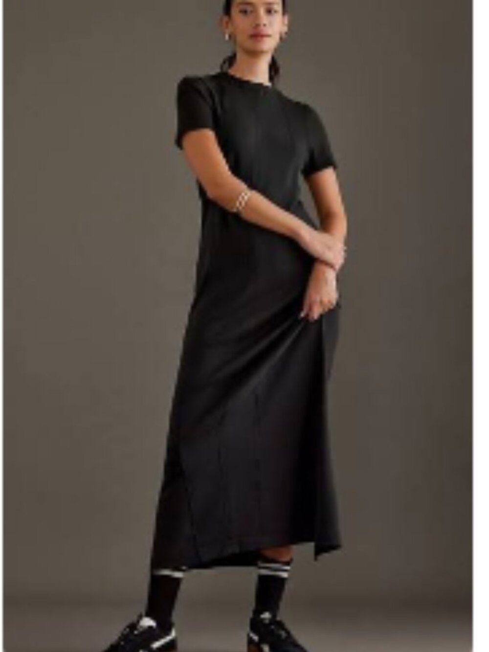 Varley Hattie Maxi Dress Black Medium Cap Sleeve Soft